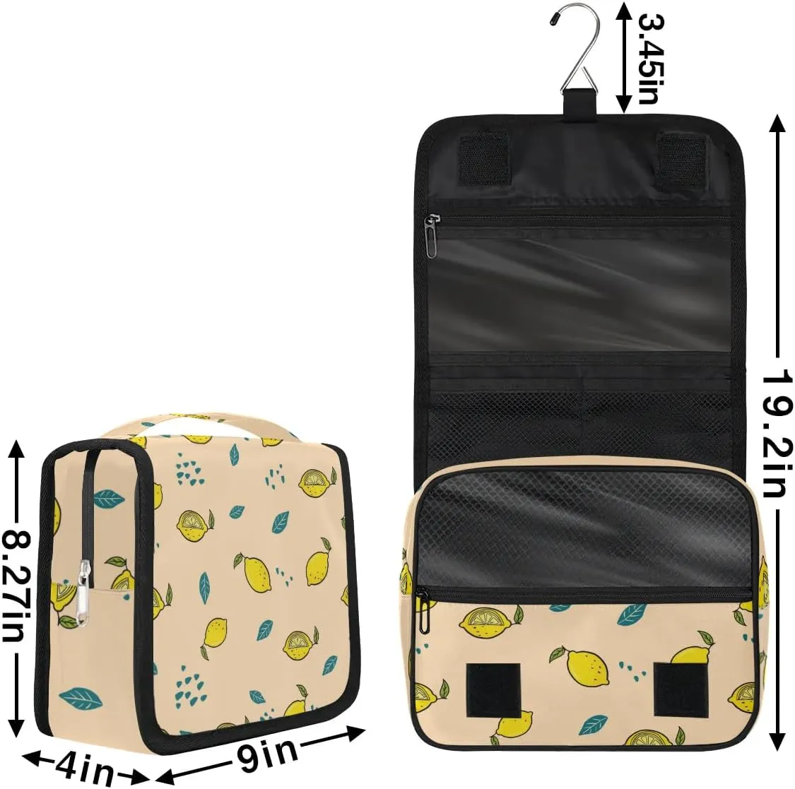 Hanging Toiletry Bag for Men - Lemon Cosmetic Makeup Bag Travel Organizer, Waterproof Toiletries Accessories Bag, Essentials for Women