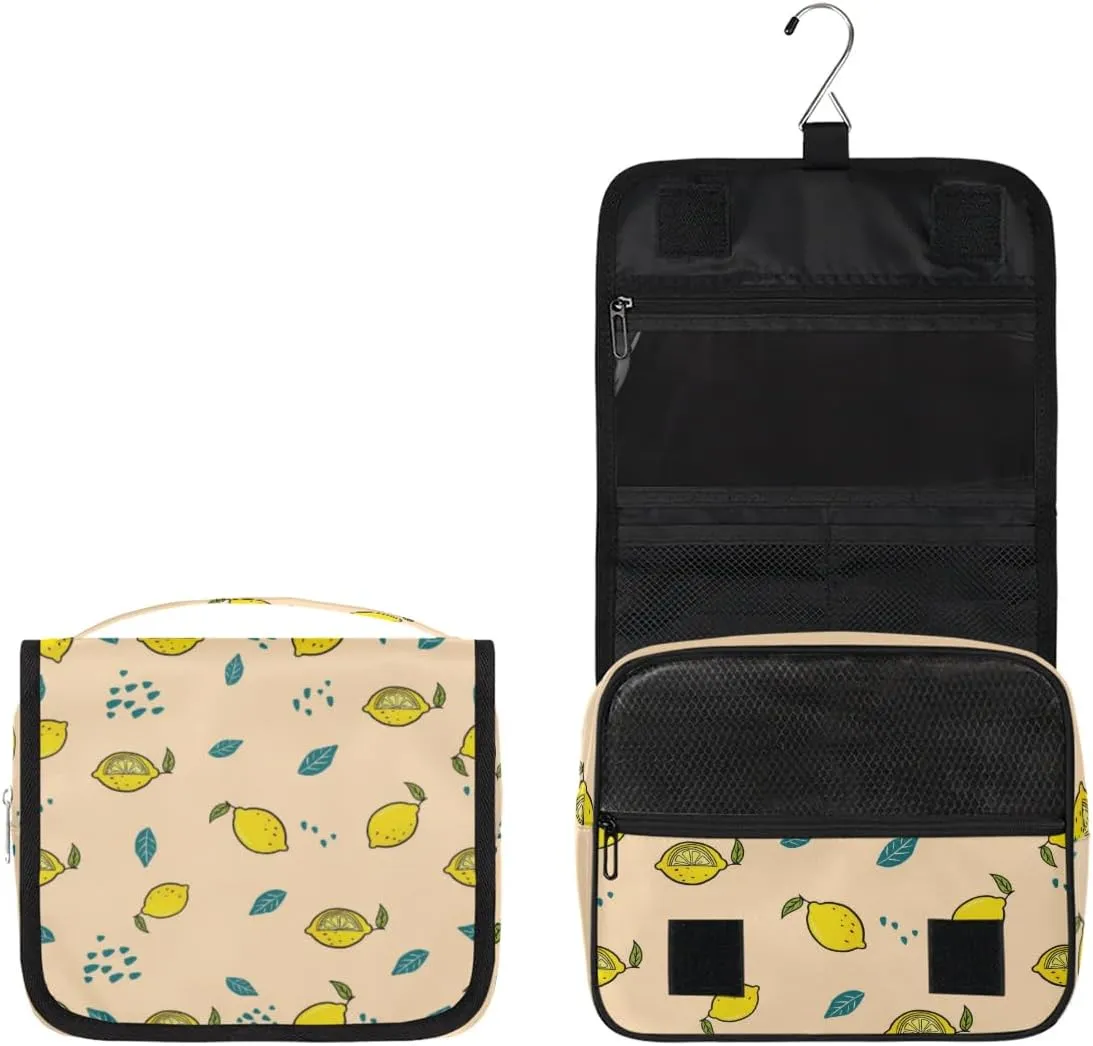 Hanging Toiletry Bag for Men - Lemon Cosmetic Makeup Bag Travel Organizer, Waterproof Toiletries Accessories Bag, Essentials for Women