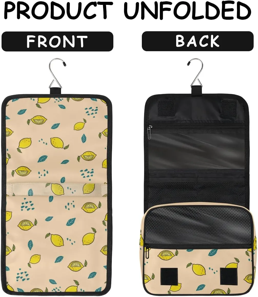 Hanging Toiletry Bag for Men - Lemon Cosmetic Makeup Bag Travel Organizer, Waterproof Toiletries Accessories Bag, Essentials for Women