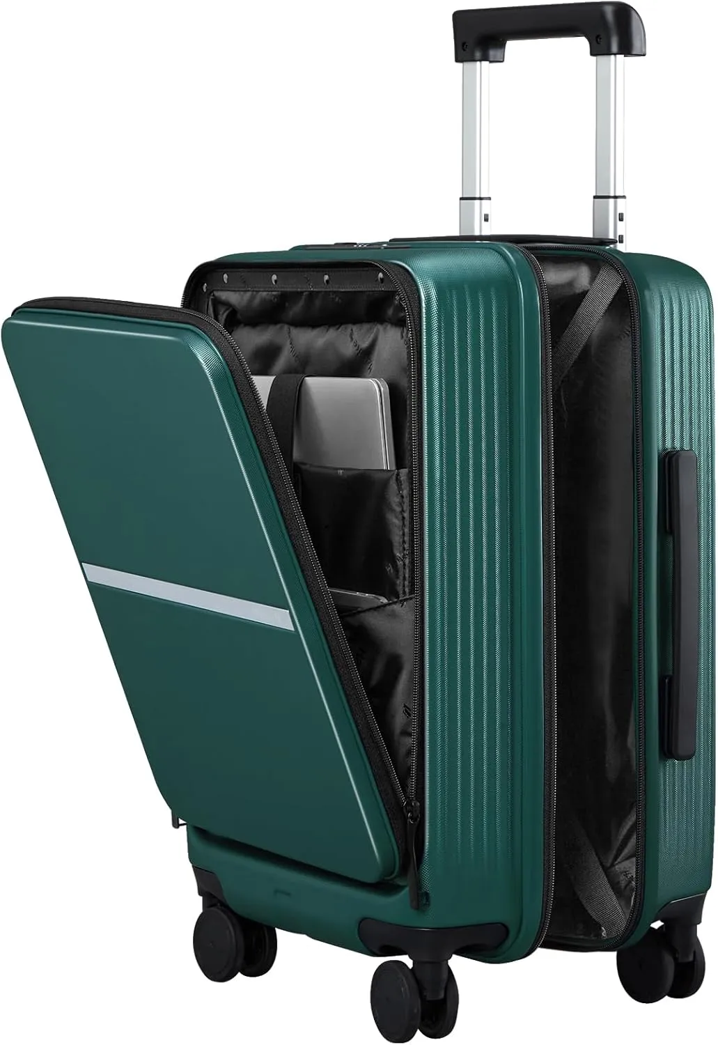 Hanke 20 Inch Carry On Luggage 22x14x9 Airline Approved - Hard Shell Suitcases with Wheels, Front Pocket TSA Luggage, Lighiweight Carry On Suitcase for Travel Rolling Luggage(Blackish Green)