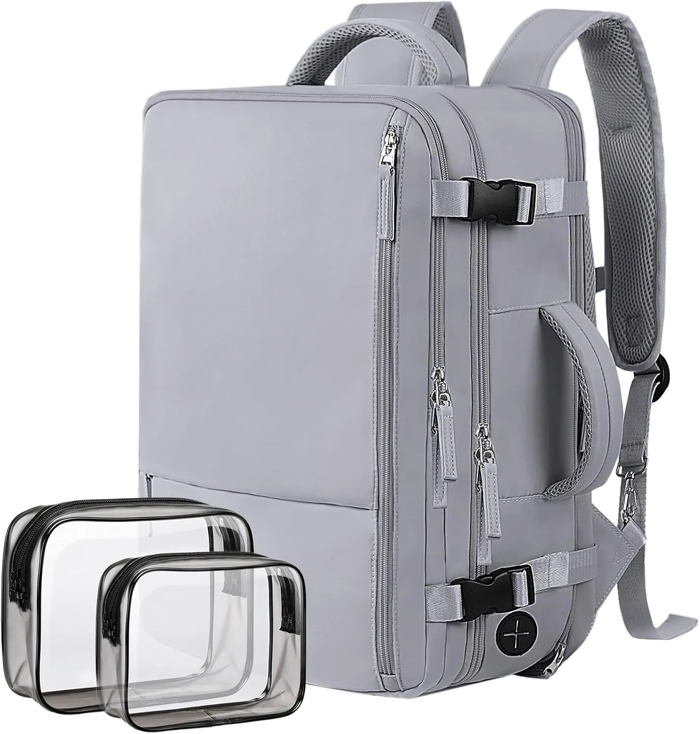 Hanples Extra Large Travel Backpack for Women as Person Item Flight Approved, 40L Carry On Backpack, 17 Inch Laptop Backpack, Waterproof Backpack, Hiking Backpack, Casual Bag (Gray)