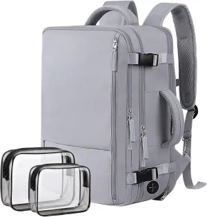 Hanples Extra Large Travel Backpack for Women as Person Item Flight Approved, 40L Carry On Backpack, 17 Inch Laptop Backpack, Waterproof Backpack, Hiking Backpack, Casual Bag (Gray)