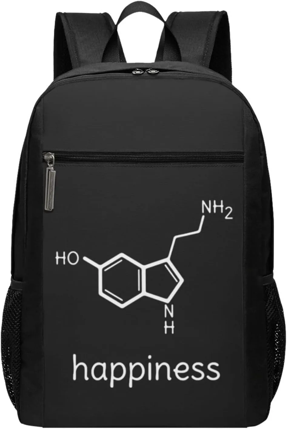 Happiness Serotonin Molecule Chemistry Travel Laptop Backpack, Business Anti Theft Slim Sturdy Laptops Backpacks, College Computer Bag Gift for Men & Women Fits 17 Inch Notebook,Black