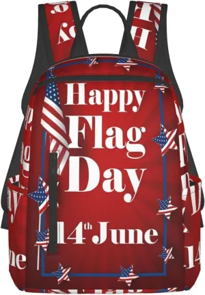 Happy Flag Day 1776 American Independence Day American Flag Casual Backpacks Laptop Backpack Outdoor Travel Rucksack Sport Carry-On Daypack Lightweight Bag with Multi-Pockets