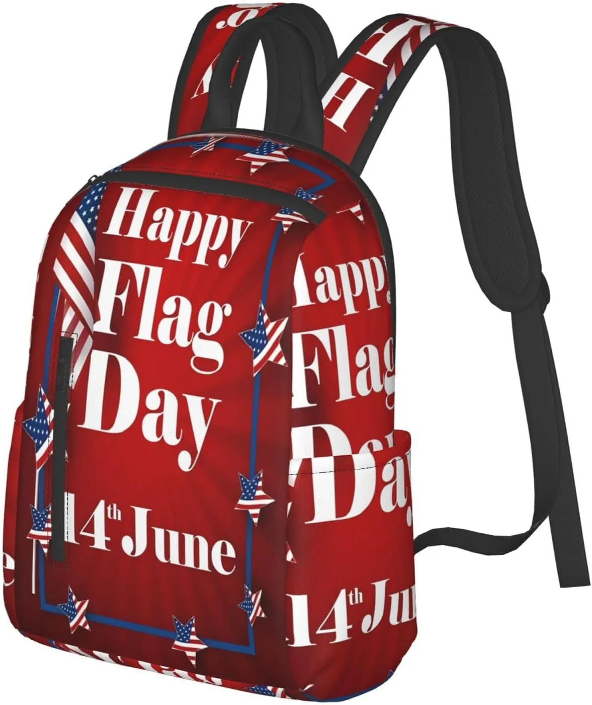 Happy Flag Day 1776 American Independence Day American Flag Casual Backpacks Laptop Backpack Outdoor Travel Rucksack Sport Carry-On Daypack Lightweight Bag with Multi-Pockets