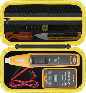 Hard Case for Fluke BK120 SmartTrace Breaker Finder and Socket Tester & GFCI Outlet Tester and Accessories, Electrical Tools Storage Organizer Bag, Black&Yellow (Case Only)