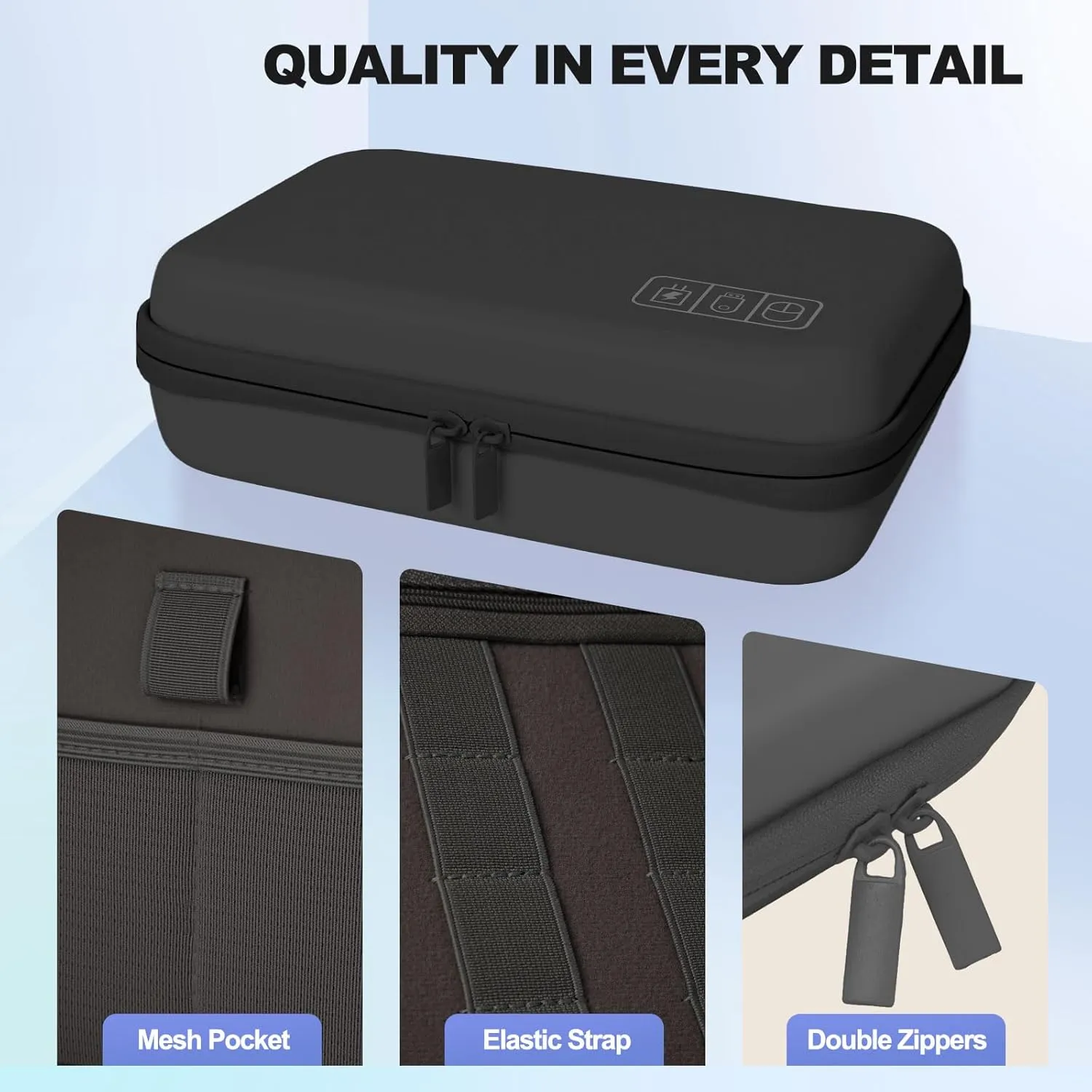 Hard Travel Electronic Organizer Case for Power Bank Chargers Cables USB Flash Drive SD Card Electronics & Backpack Organizer Travel Case Small Portable Accessories Bag, Black