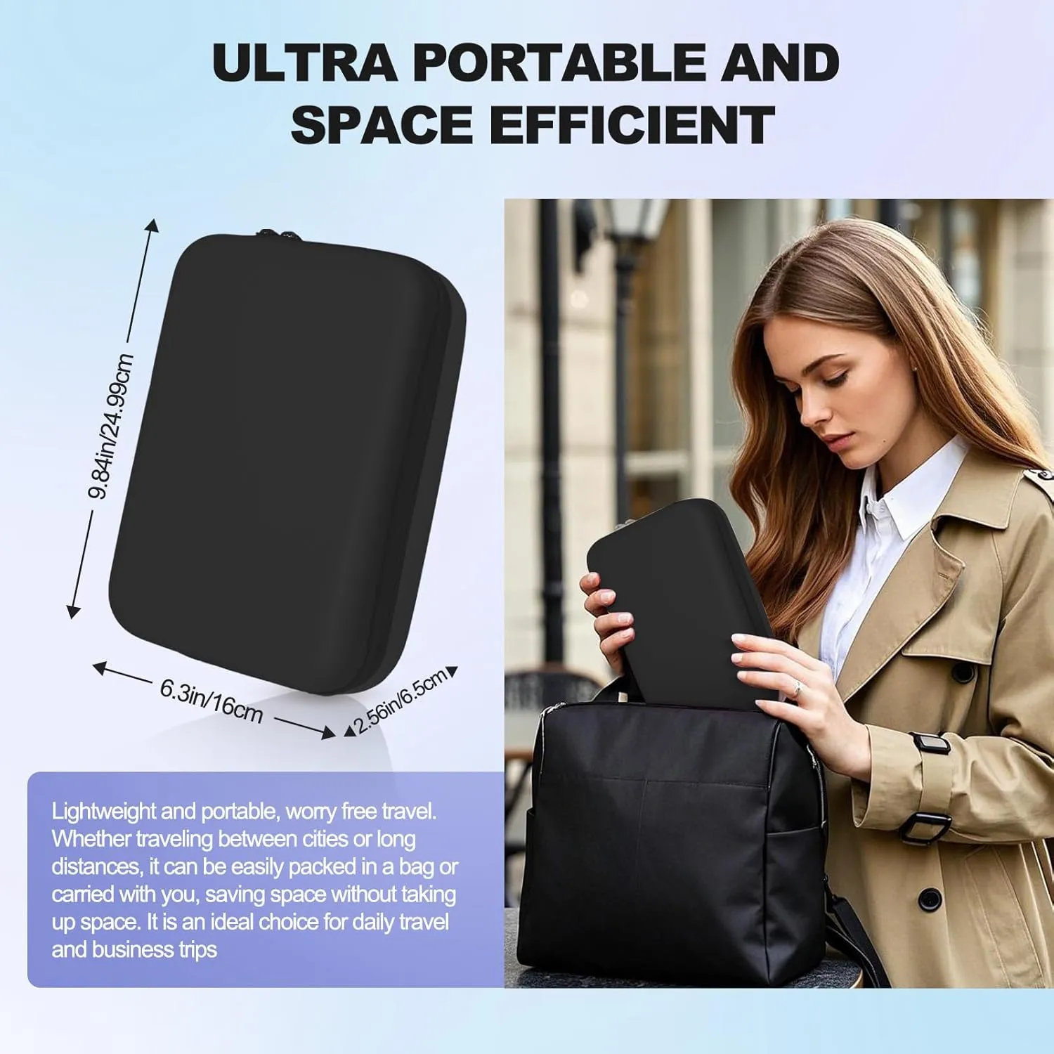 Hard Travel Electronic Organizer Case for Power Bank Chargers Cables USB Flash Drive SD Card Electronics & Backpack Organizer Travel Case Small Portable Accessories Bag, Black