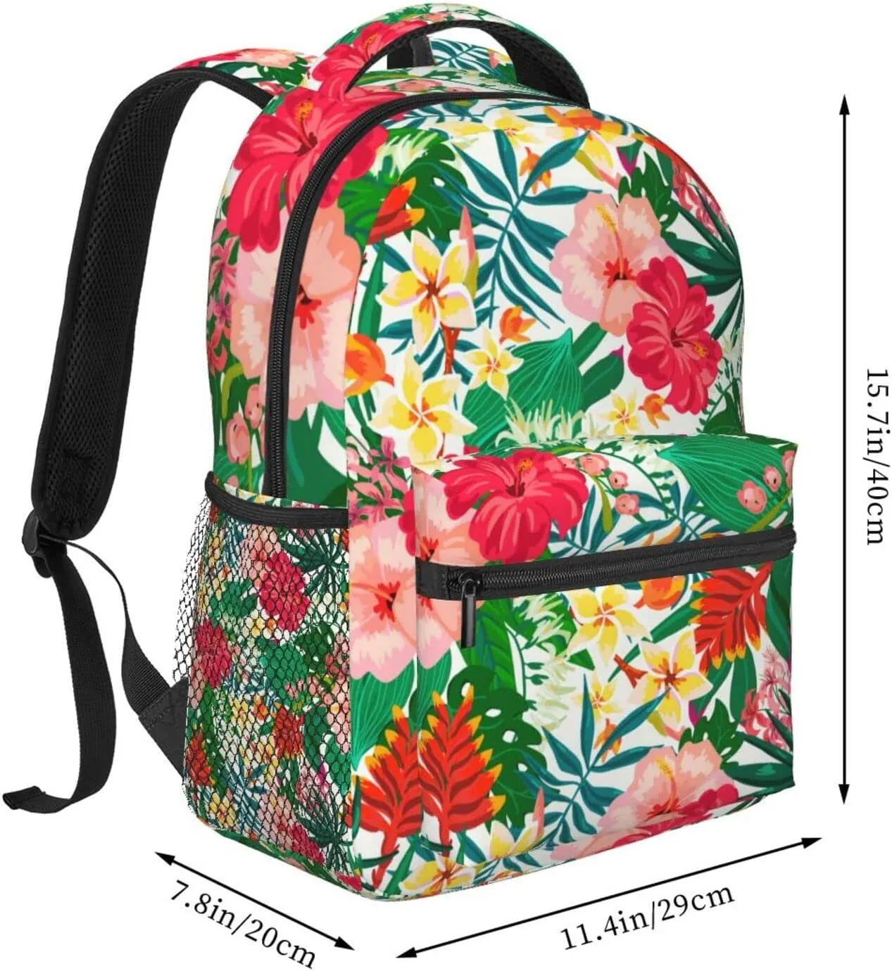Hawaii Hawaiian Flowers Floral Backpack Casual Camping Travel Backpacks Lightweight Daypack Bag Women Men Bookbag