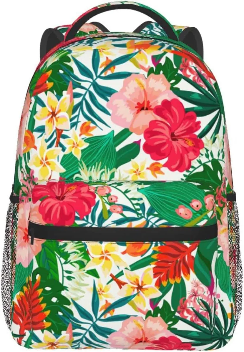 Hawaii Hawaiian Flowers Floral Backpack Casual Camping Travel Backpacks Lightweight Daypack Bag Women Men Bookbag