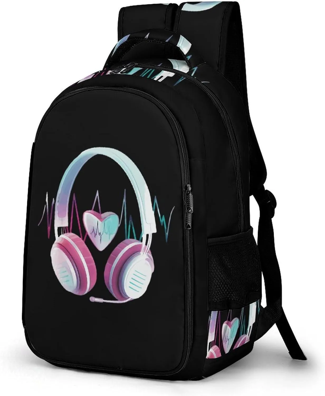 Headphone Heartbeat EKG Travel Laptop Backpack Lightweight 16.5 Inch Computer Work Bag Daypack