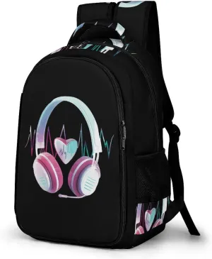 Headphone Heartbeat EKG Travel Laptop Backpack Lightweight 16.5 Inch Computer Work Bag Daypack