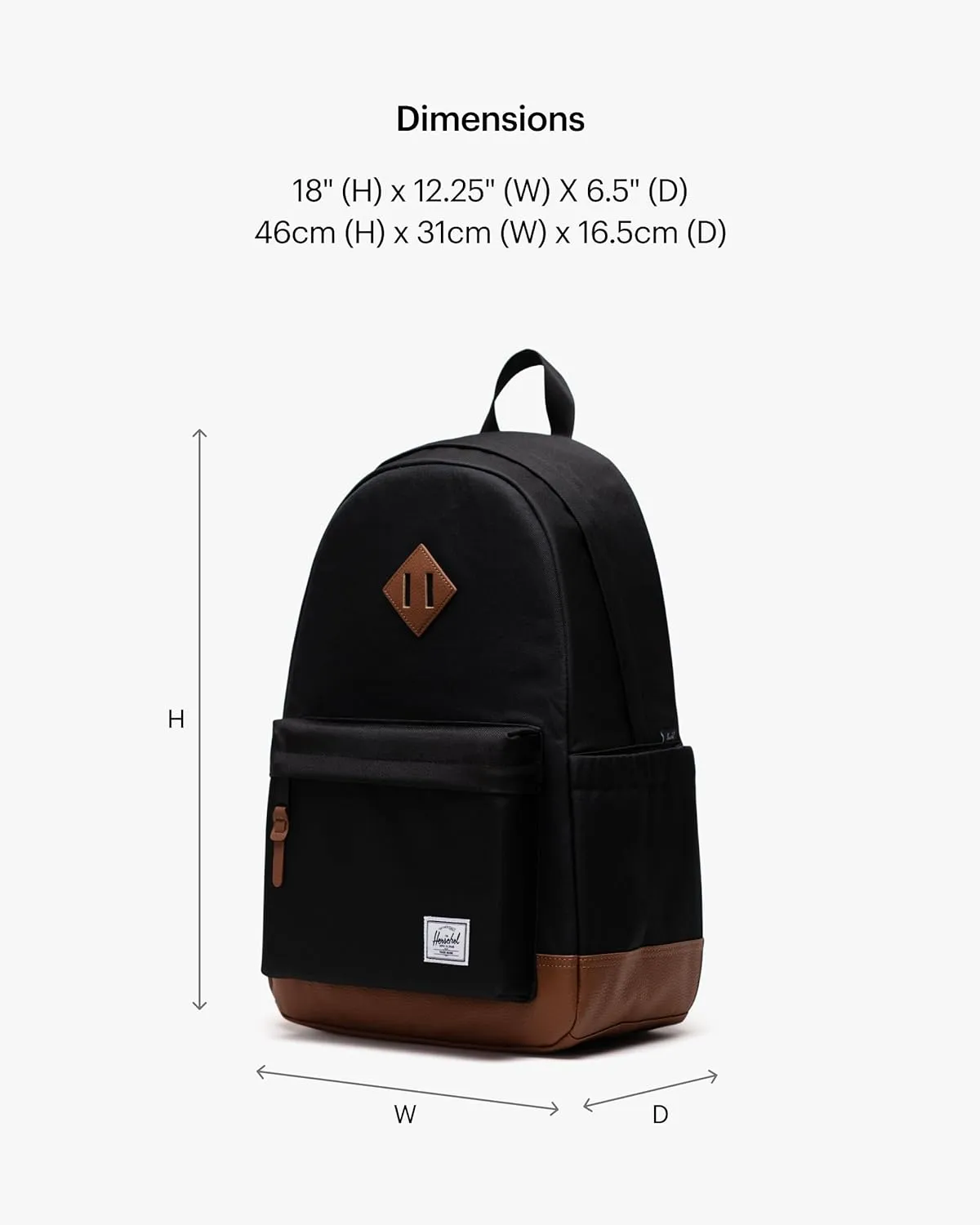 Herschel Supply Co. Heritage Backpack, Black/Tan, Standard-24L