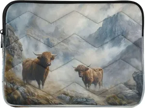 Highland Cattle Mountains Gray Women Laptop Bag 15.6 Inch, Comprehensive Protection, Lap Top Bag