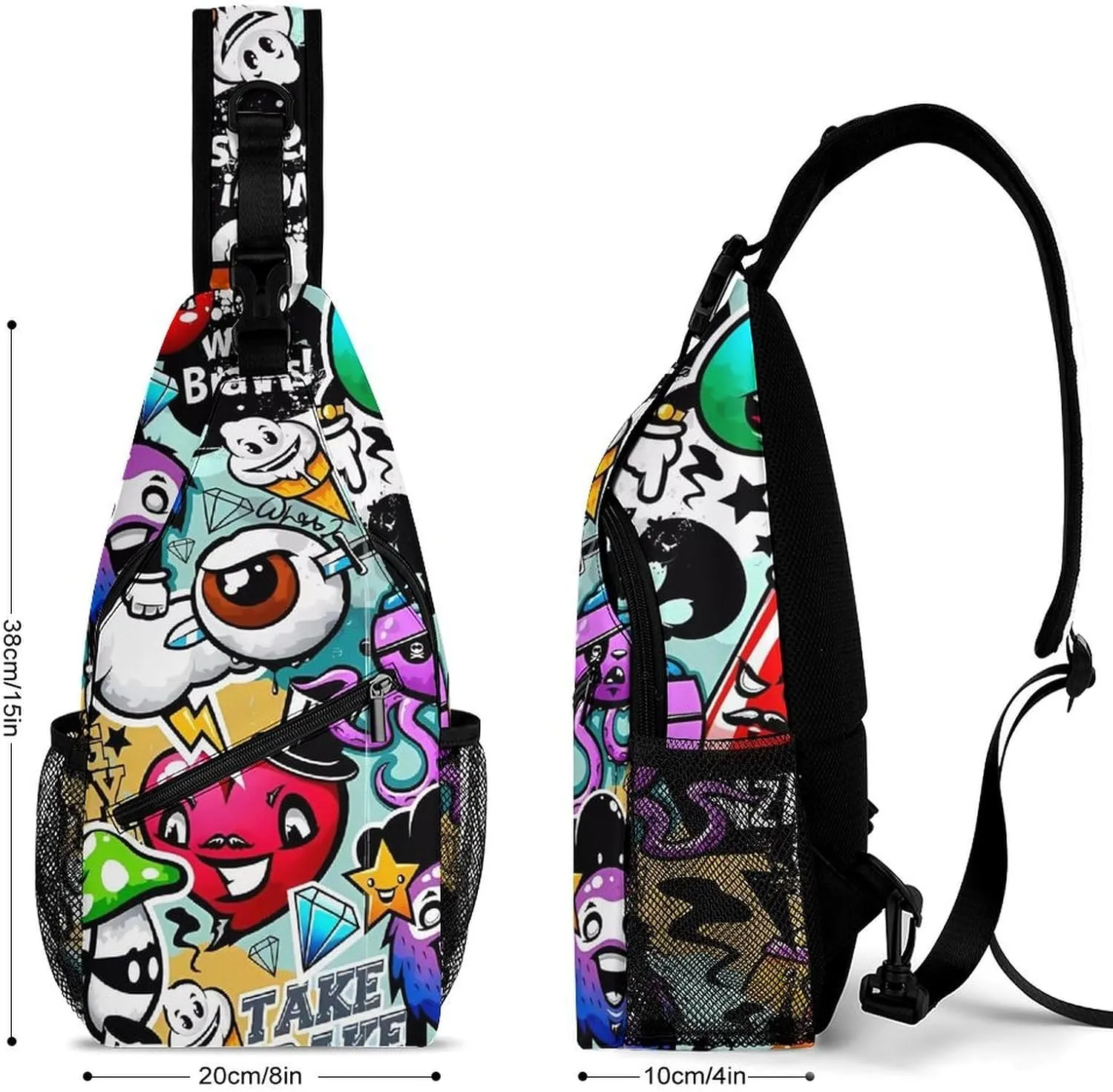 Hip Hop Sling Backpack Men Women Crossbody Backpack Chest Bag Gym Daypack Travel Bag Small Cross Body Bags Outdoor Backpacks