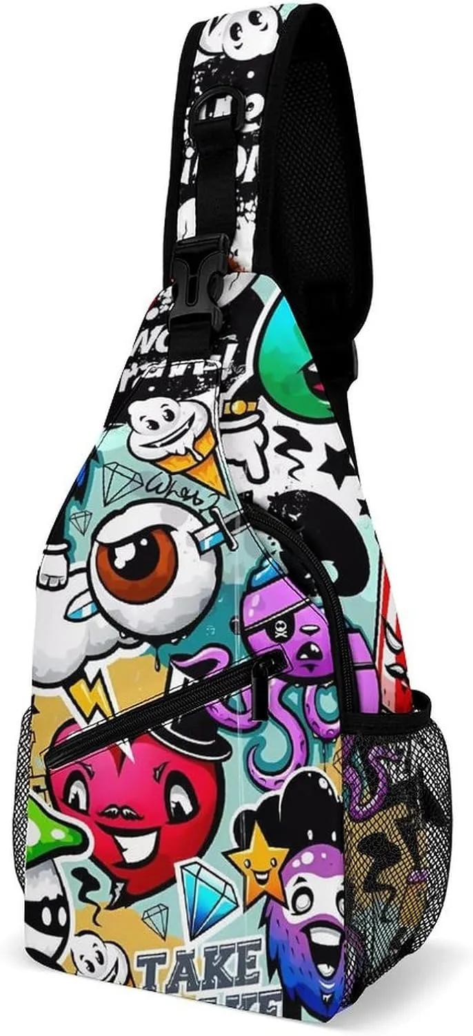 Hip Hop Sling Backpack Men Women Crossbody Backpack Chest Bag Gym Daypack Travel Bag Small Cross Body Bags Outdoor Backpacks
