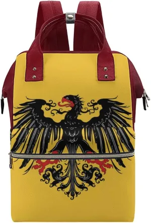 Historical Flag of Holy Roman Empire Durable Travel Laptop Hiking Backpack Waterproof Fashion Print Bag for Work Park Red-Style