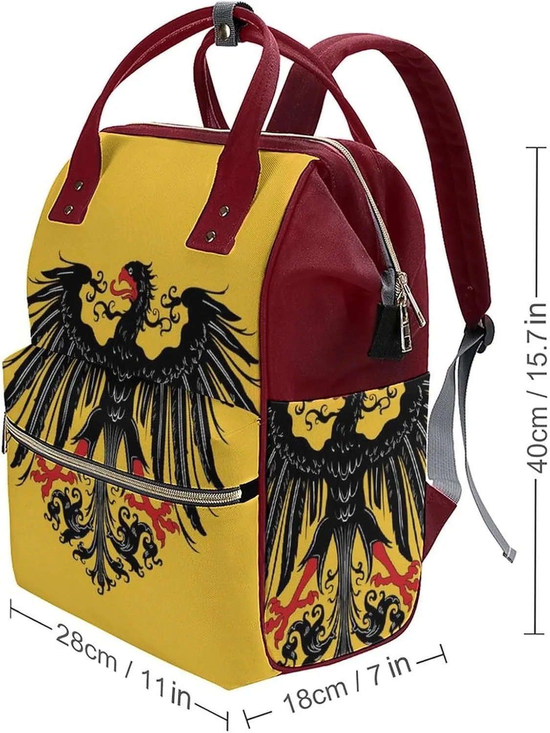Historical Flag of Holy Roman Empire Durable Travel Laptop Hiking Backpack Waterproof Fashion Print Bag for Work Park Red-Style
