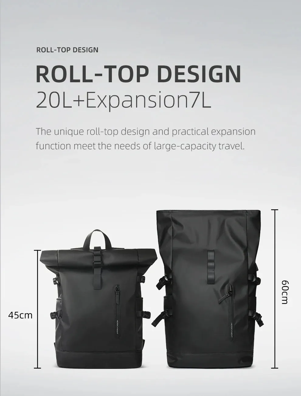 HK Expandable Travel Backpack Men Large Capacity Waterproof 15.6” Laptop Bag Hiking Rucksack Cycling Daypack Bag with USB Port