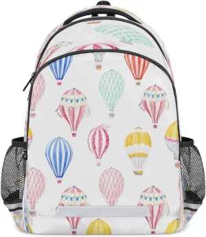 Hot Air Balloon Print Laptop Backpack Lightweight College Backpack with Reflective Strip for Men Women Adult Casual Travel Hiking Gym Work Daypack