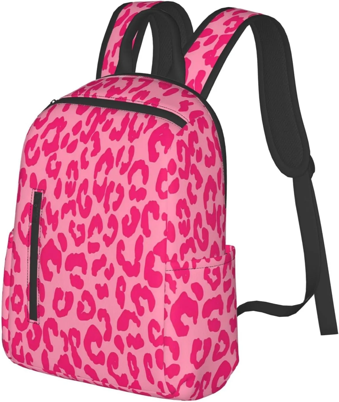 Hot Pink Cheetah Aesthetic Casual Backpacks Large Capacity Laptop Backpack Sports Rucksack Travel Daypack Adjustable Shoulder Strap Work Bag for Outdoor Camping