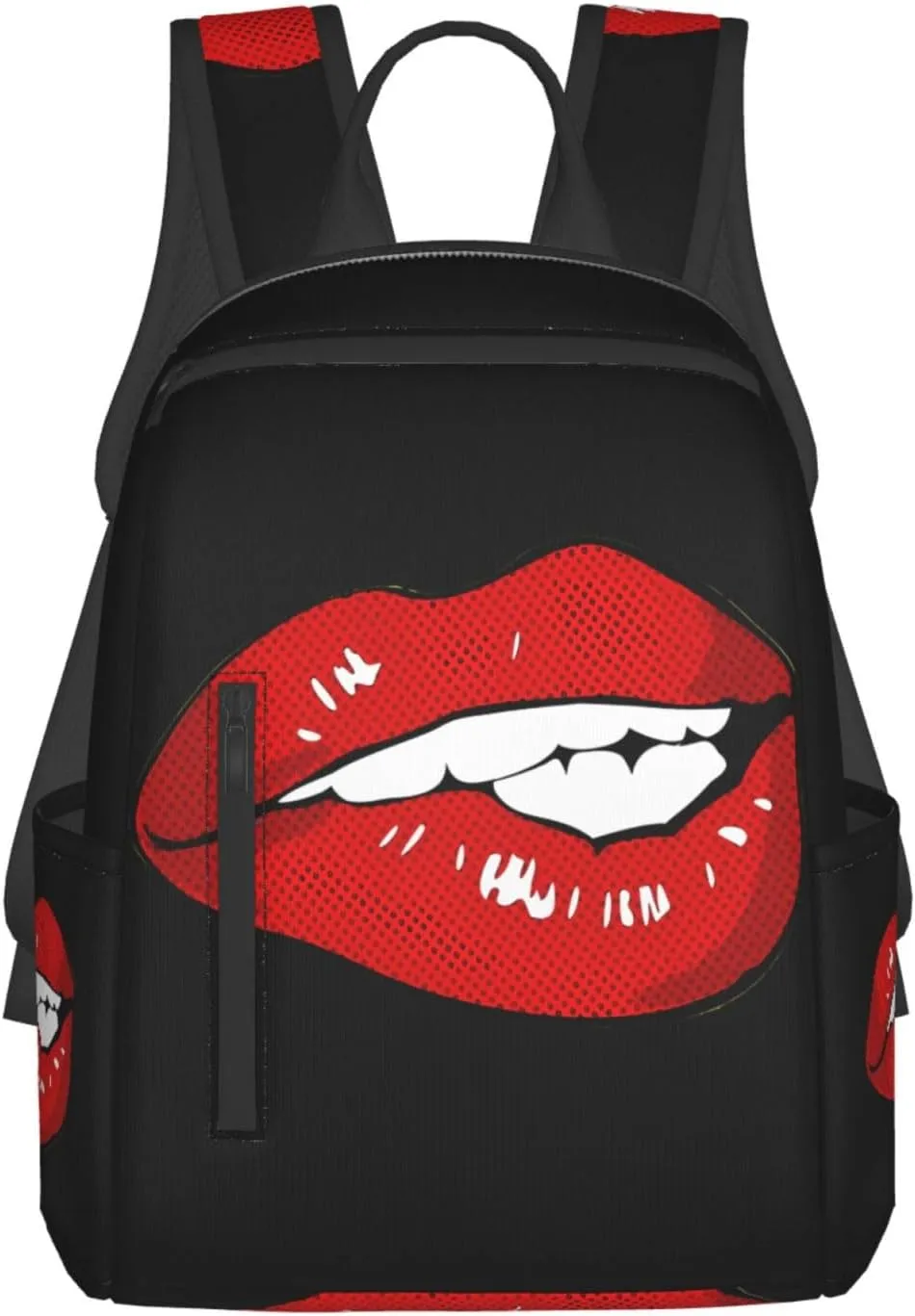 Hot Red Biting Lips Casual Backpacks Large Capacity Laptop Backpack Sports Rucksack Travel Daypack Adjustable Shoulder Strap Work Bag for Outdoor Camping