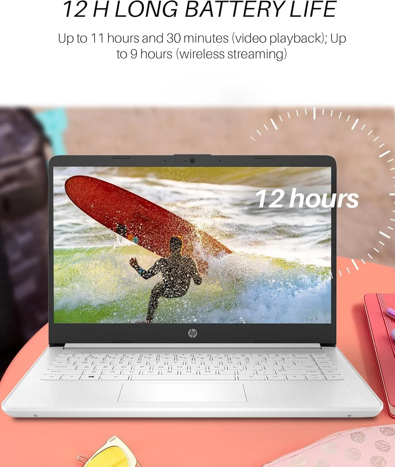 HP 14" Student Laptop, Microsoft Office Pro Lifetime License, Business Laptop, Intel 4-Core N4120, 16 GB RAM, 320 GB Storage(64 GB eMMC   256 GB SD Card), 12H Battery Life, Windows 11 Pro, Mouse