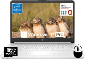 HP 14" Student Laptop, Microsoft Office Pro Lifetime License, Business Laptop, Intel 4-Core N4120, 16 GB RAM, 320 GB Storage(64 GB eMMC   256 GB SD Card), 12H Battery Life, Windows 11 Pro, Mouse