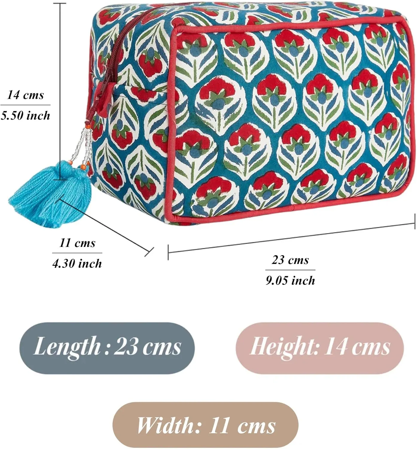 Huar Travel Makeup Bag- Large Capacity Cosmetic Bags for Women - Water Resistance Lining Portable Pouch & Open Toiletry Bag - Perfect Girls Makeup Organizer for Travel Essentials (White & Red Floral)