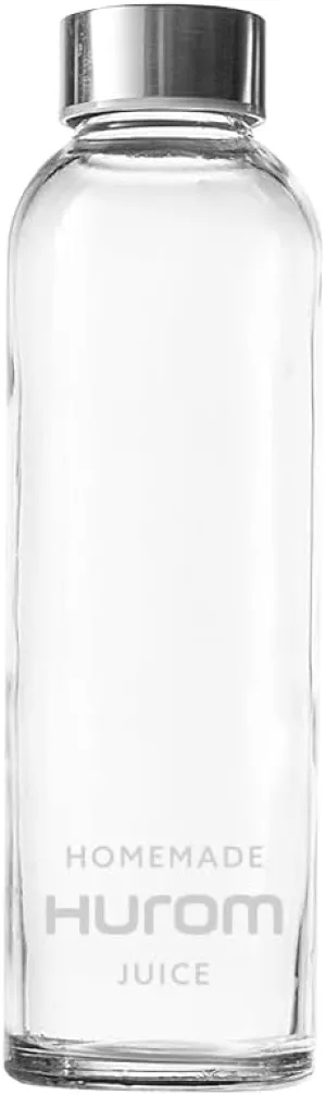 Hurom Glass Juice Jar 18oz Airtight Rubber Seal Stainless Steel Lid Dishwasher Safe (18oz, 6, Count)