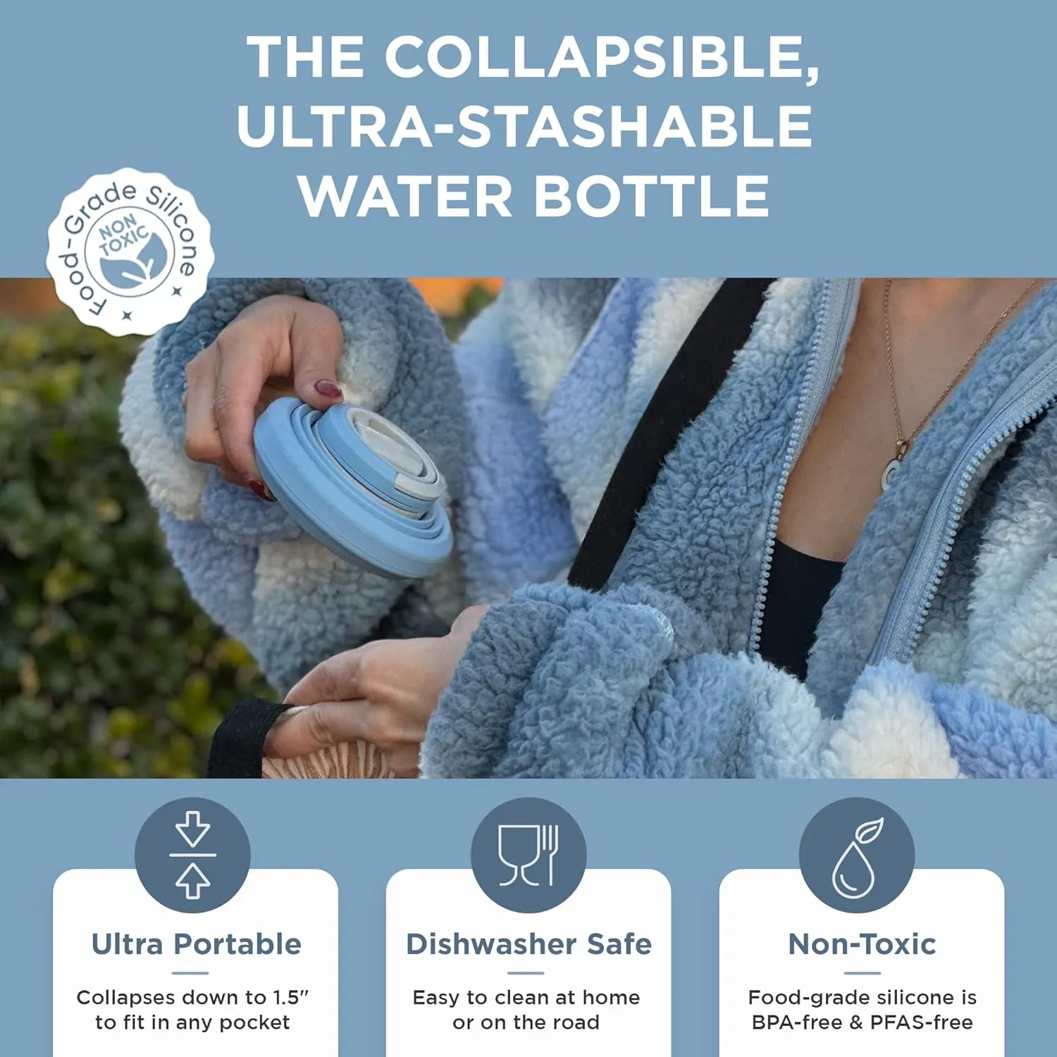 HYDAWAY 17oz Collapsible Water Bottle - BPA-Free, Leakproof, Lightweight, and Space-Saving - Perfect for Travel, Hiking, and Everyday Hydration