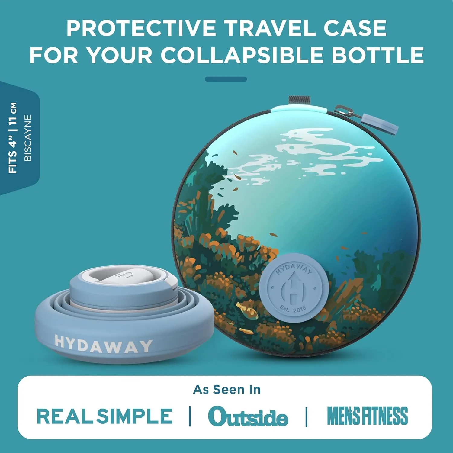 HYDAWAY Travel Case for Collapsible Bottles, Bowls & Cups - Protective Storage with Carabiner Clip - Durable, Water-Resistant, TSA-Friendly