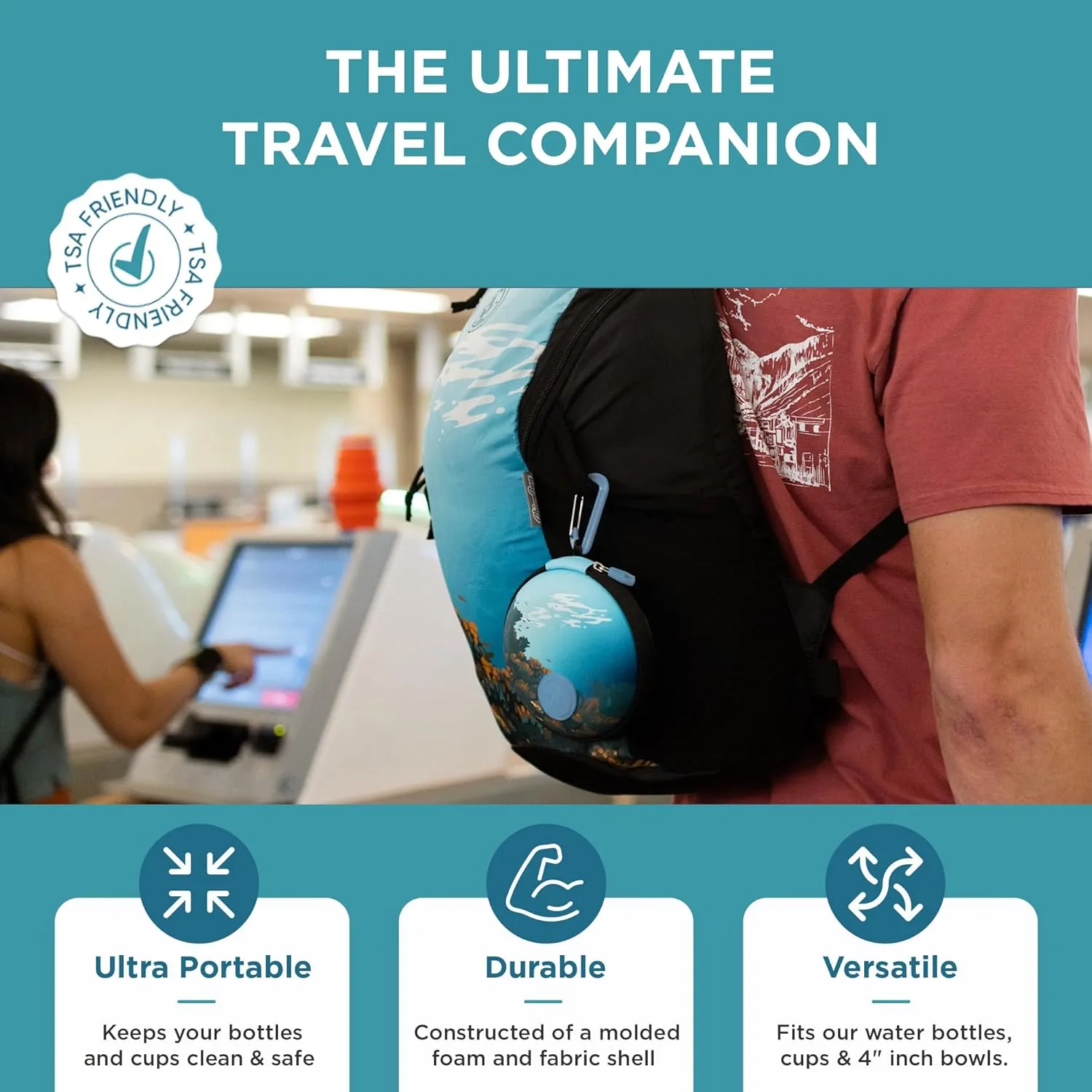 HYDAWAY Travel Case for Collapsible Bottles, Bowls & Cups - Protective Storage with Carabiner Clip - Durable, Water-Resistant, TSA-Friendly
