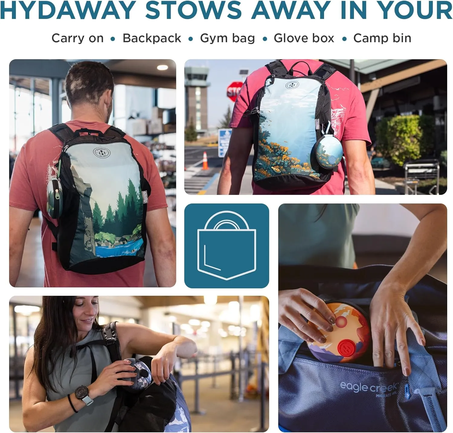 HYDAWAY Travel Case for Collapsible Bottles, Bowls & Cups - Protective Storage with Carabiner Clip - Durable, Water-Resistant, TSA-Friendly