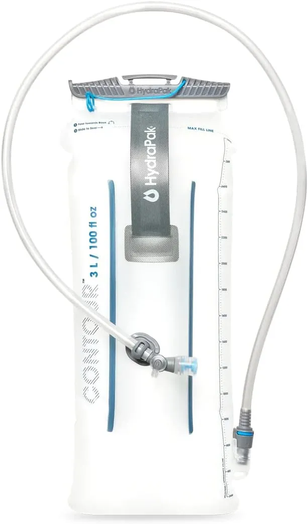 HydraPak Water Reservoir (1.5L, 2L, 3L) - Hydration Bladder Fits Most Backpacks – High-Flow Bite Valve, Leak Proof, Fully Reversible, and Dishwasher Safe