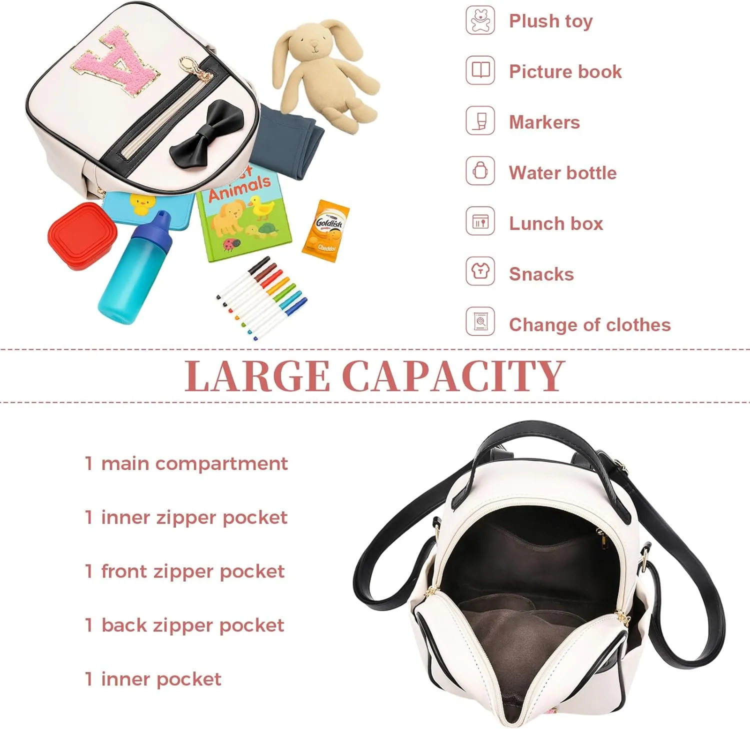 I IHAYNER Girls Bowknot Initial Backpack for Women Cute Mini Backpack for Girls Personalized Teen Girl gifts Trendy Stuff Black-M