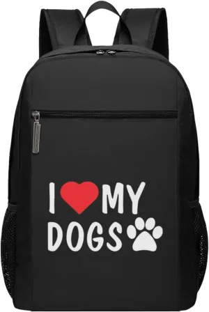 I Love My Dog Paw Travel Laptop Backpack, Business Anti Theft Slim Sturdy Laptops Backpacks, College Computer Bag Gift for Men & Women Fits 17 Inch Notebook,Black
