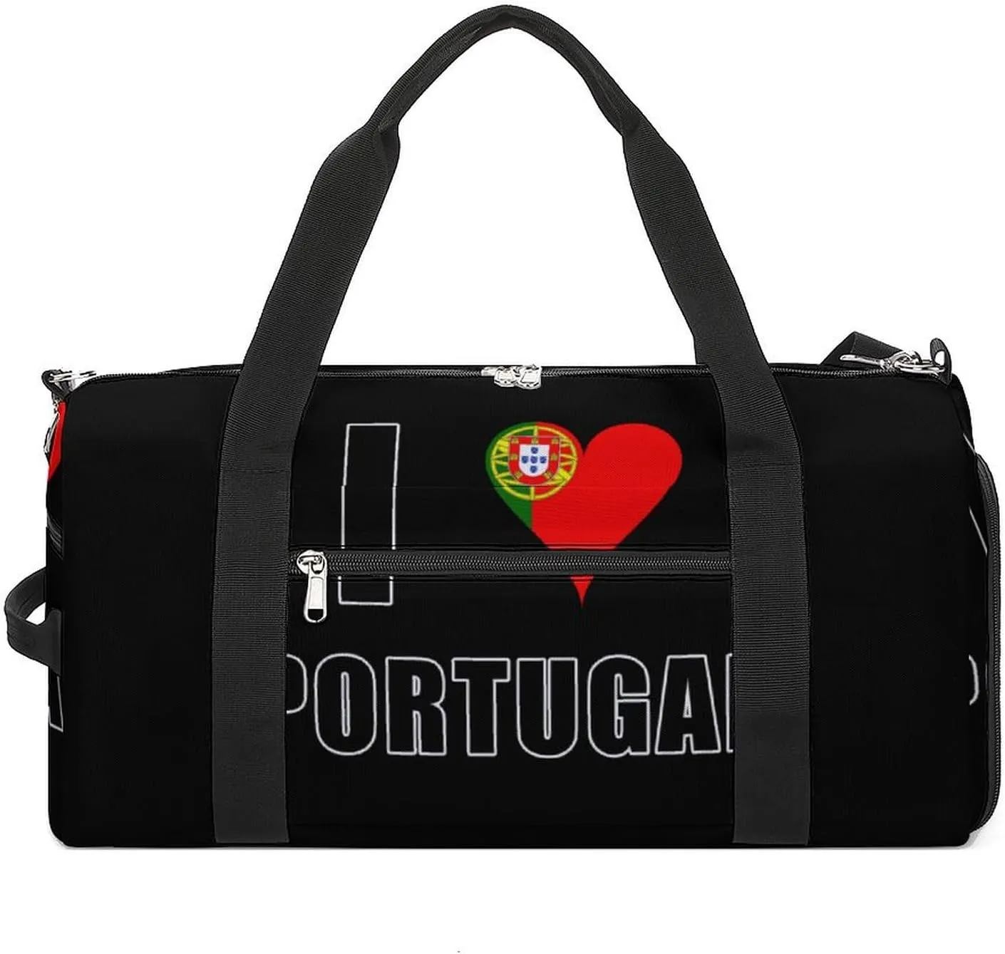I Love Portugal Flag Unisex Gym Bag Waterproof Sports Duffels Travel Gear With Laundry Shoe Compartment