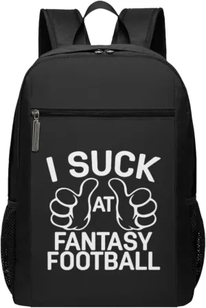 I Suck at Fantasy Football Travel Laptop Backpack, Business Anti Theft Slim Sturdy Laptops Backpacks, College Computer Bag Gift for Men & Women Fits 17 Inch Notebook,Black