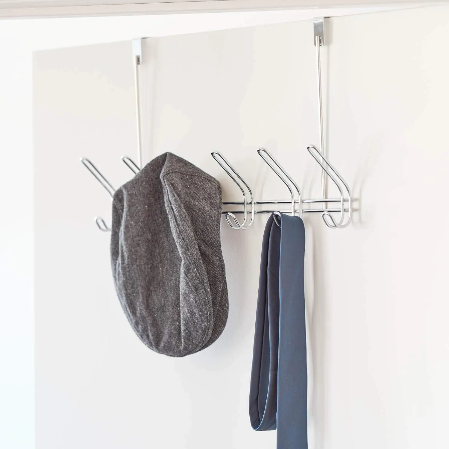 iDesign Classico Steel Over-The-Door 12-Hook Storage Rack - 18.75" x 5" x 10.75", Chrome