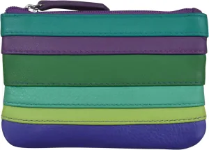 ili New York Mini Leather Coin Purse, Compact Design with Key Ring and RFID Protection for Women and Men in Vibrant Colors, Cool Tropics