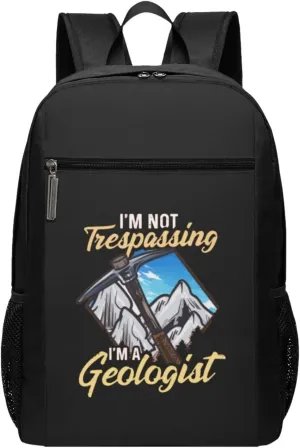 I'm Not Trespassing I'm A Geologist Geology Travel Laptop Backpack, Business Anti Theft Slim Sturdy Laptops Backpacks, College Computer Bag Gift for Men & Women Fits 17 Inch Notebook,Black