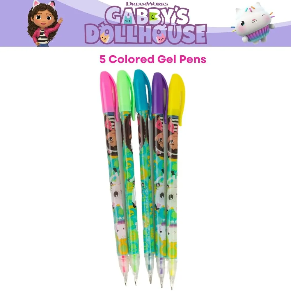 Innovative Designs Gabby’s Dollhouse Pencil Case Set with Stickers and Gel Pens for Kids, Molded with Zip Closure, Purple