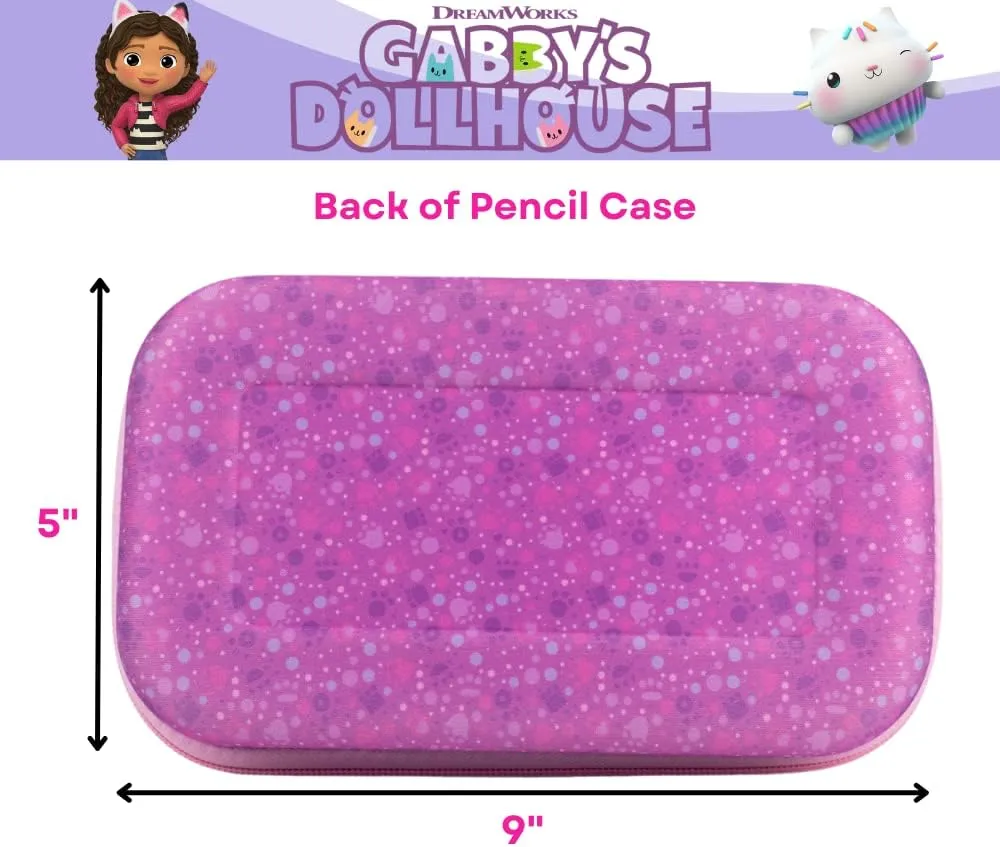 Innovative Designs Gabby’s Dollhouse Pencil Case Set with Stickers and Gel Pens for Kids, Molded with Zip Closure, Purple