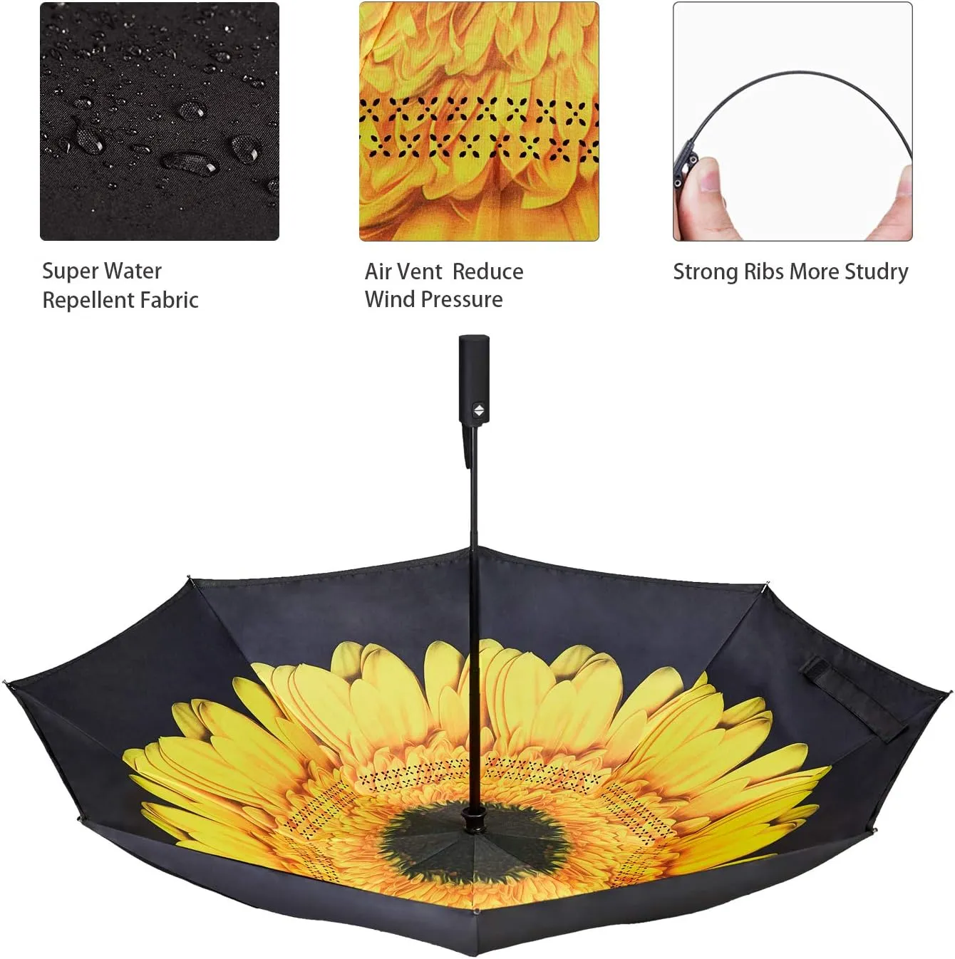 Inverted Umbrella Double Layer Automatic Folding Reserve Umbrella Windproof UV Protection for Rain Car Travel Outdoor Men Women