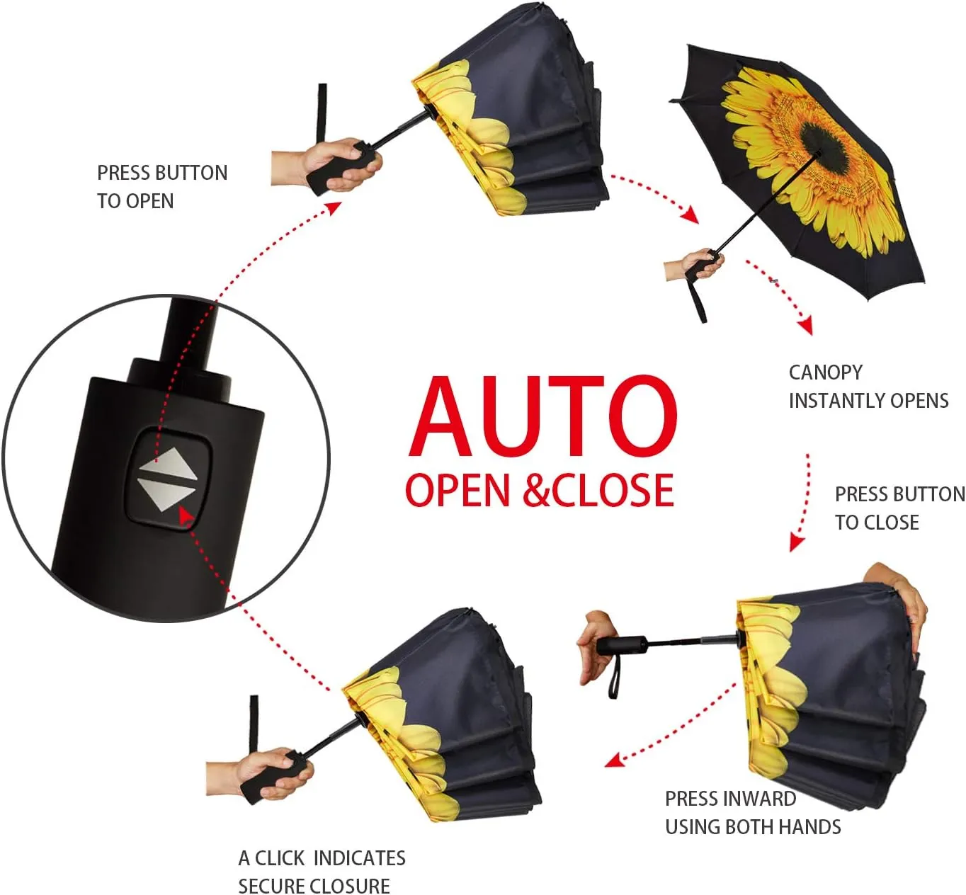 Inverted Umbrella Double Layer Automatic Folding Reserve Umbrella Windproof UV Protection for Rain Car Travel Outdoor Men Women
