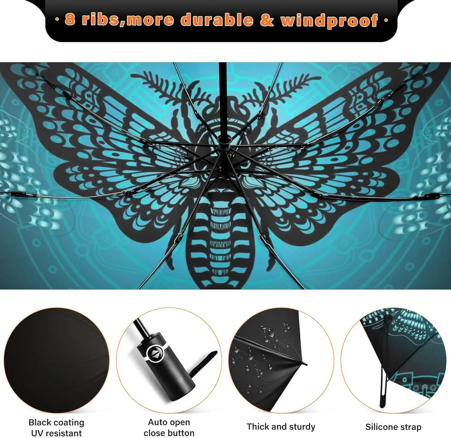 Inverted Umbrella, Windproof UV Protection Sun RainAutomatic Umbrella Compact Umbrella Reverse Umbrella for Women Men, Travel Folding Umbrella with Cover Bag