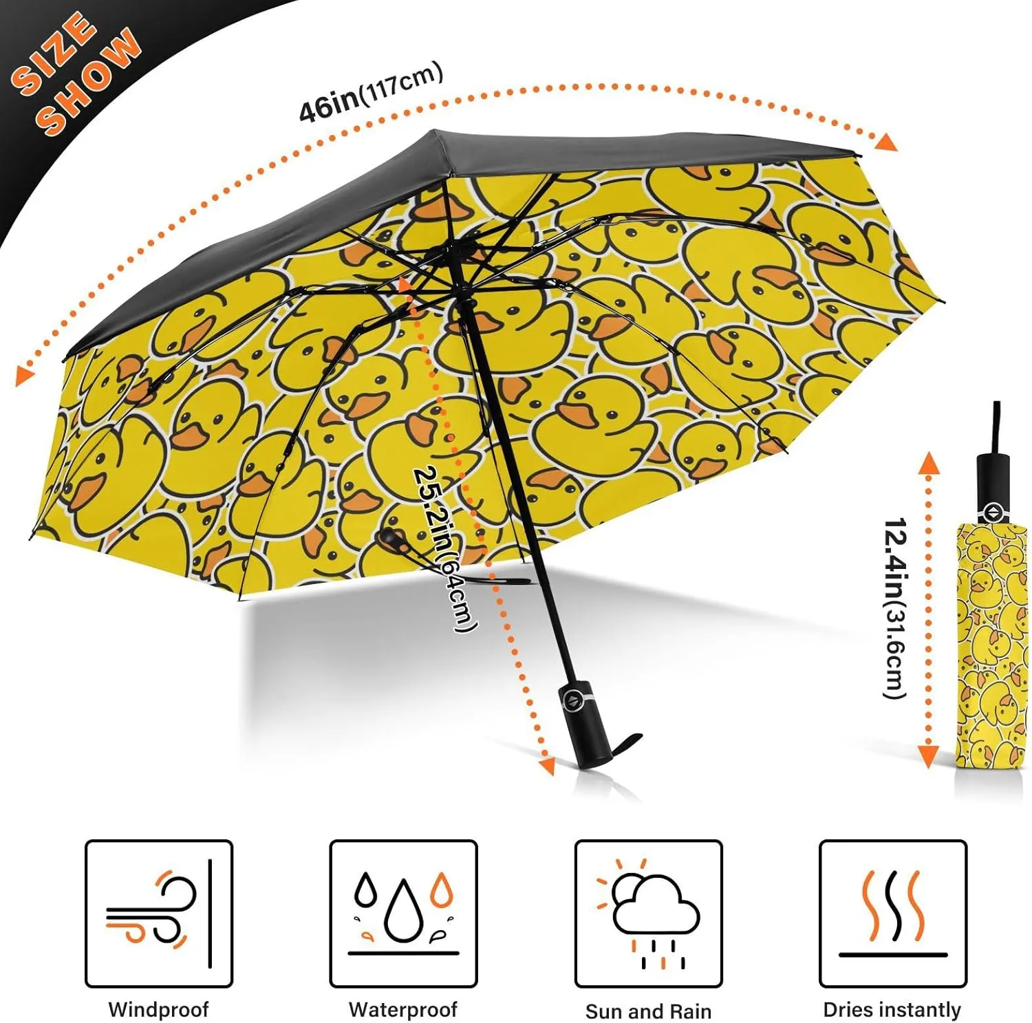 Inverted Umbrella, Windproof UV Protection Sun RainAutomatic Umbrella Compact Umbrella Reverse Umbrella for Women Men, Travel Folding Umbrella with Cover Bag