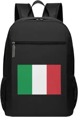 Italian Flag Travel Laptop Backpack, Business Anti Theft Slim Sturdy Laptops Backpacks, College Computer Bag Gift for Men & Women Fits 17 Inch Notebook,Black