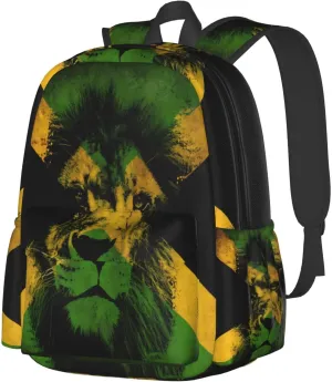 Jamaican Flag Lion Head Laptop Backpack Work Travel Backpacks Business Rucksack Casual Outdoor Daypack with Adjustable Strap Bags for Sports Office Gym Hiking